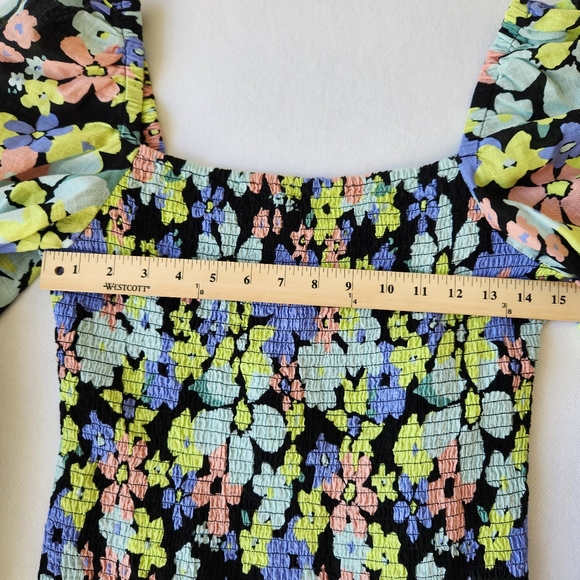 Free People Ariana Floral Colorful Printed Crop Top Blouse Long Sleeves Medium - Picture 13 of 15